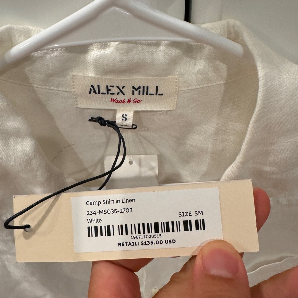 Brand new Alex Mill Men's camp White Button Down Shirt in linen size s - Picture 2 of 4